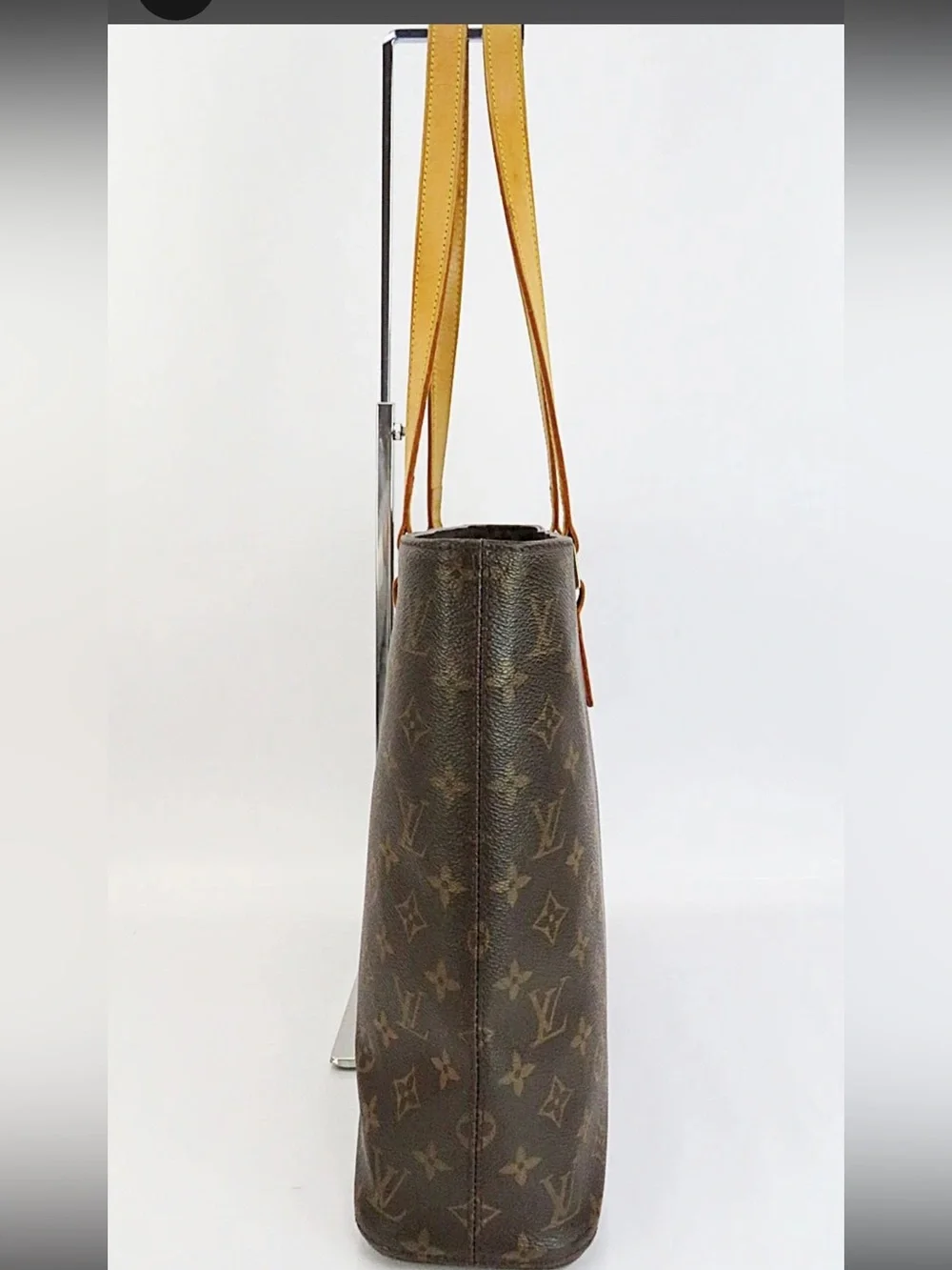 Louis Vuitton Brown Monogram Canvas Tote with Yellow Leather Straps